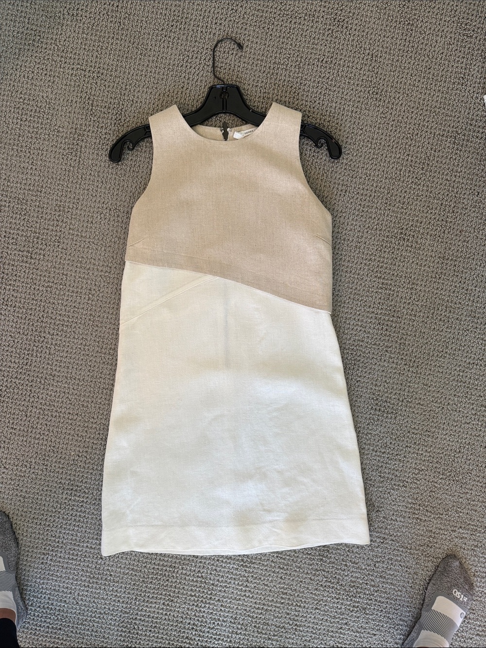 Derek Lam Sleeveless Color Block Shift Dress Size 2 Neutral Ivory Beige